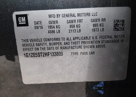 2017 Chevrolet Malibu 1Lt from USA, damaged, VIN 1G1ZE5ST2HF133809